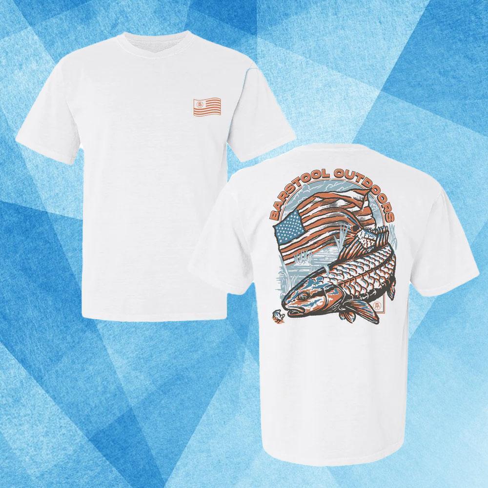 Barstool Outdoors Red Fish Tshirt 2 Sided
